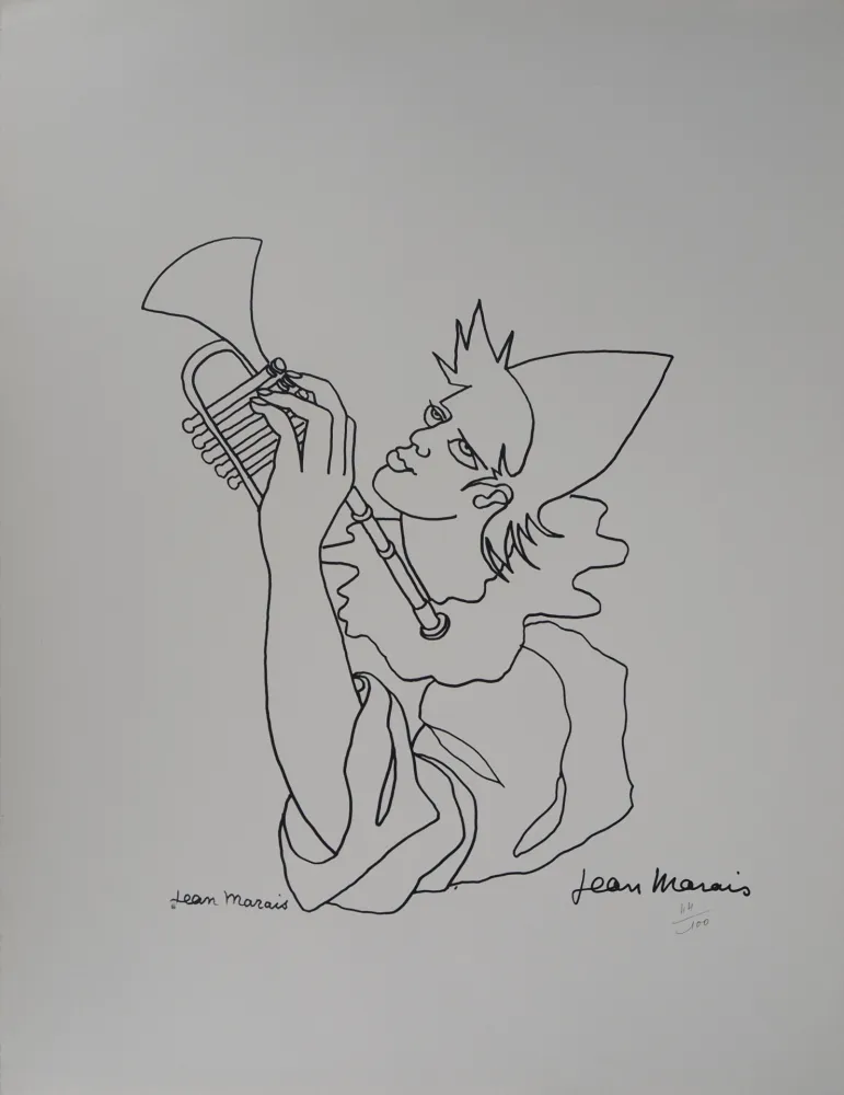 Lithografie Marais  - Le Clown musicien