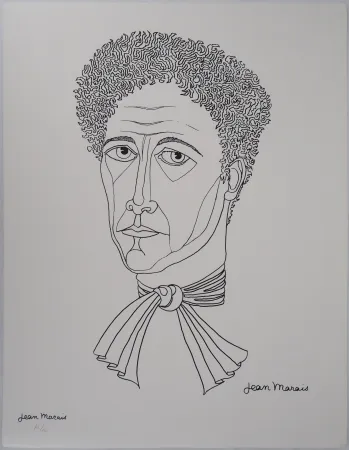 Lithografie Marais  - Portrait de Jean Cocteau