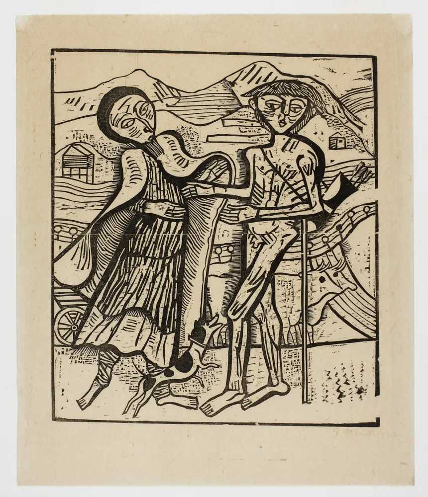 Houtsnede Marcks - Jacob und Esau (Jacob and Esau)