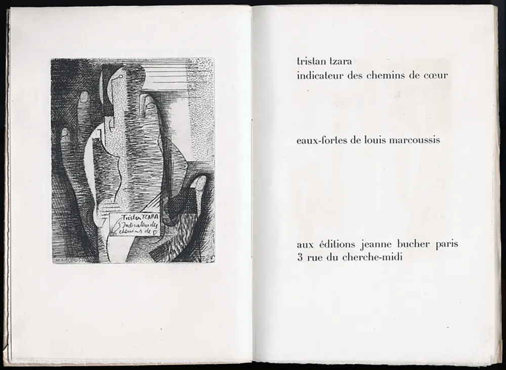 Geïllustreerd Boek Marcoussis - Tristan Tzara. INDICATEUR DES CHEMINS DE COEUR. Paris, 1928.