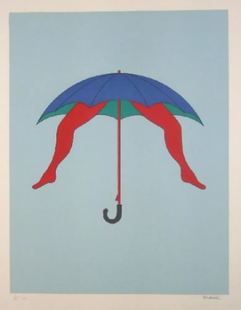Lithografie Marien - Le parapluie