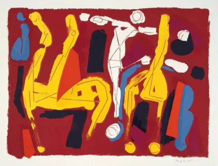 Lithografie Marini - L108 Chevaux Et Cavaliers V