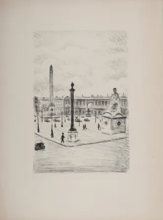 Lithografie Marquet - La Place de la Concorde, 1950
