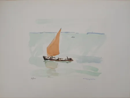 Lithografie Marquet - La voile rouge
