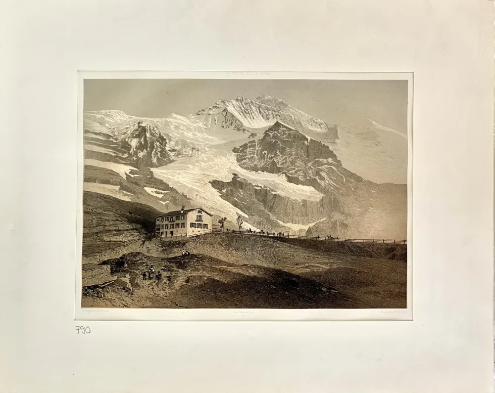 Lithografie Martens - La Jungfrau Vue de la Petite Scheideck