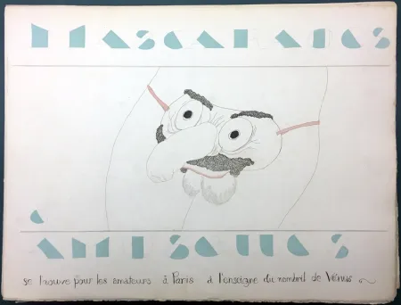 Geïllustreerd Boek Martin - MASCARADES ET AMUSETTES. Exemplaire unique avec 14 dessins originaux de Charles Martin (1933)