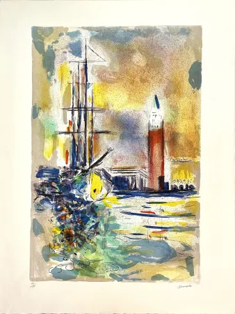 Lithografie Marzelle - Le Voilier