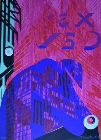 Lithografie Maselli - New York 7 p.m.
