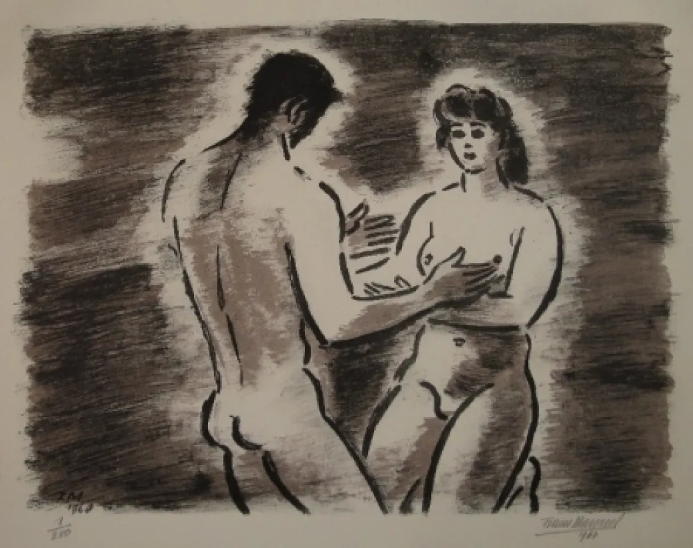 Lithografie Masereel - Couple de nus
