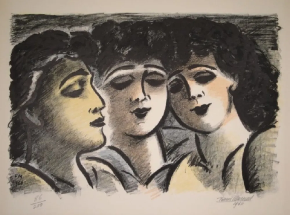 Lithografie Masereel - Trois visages