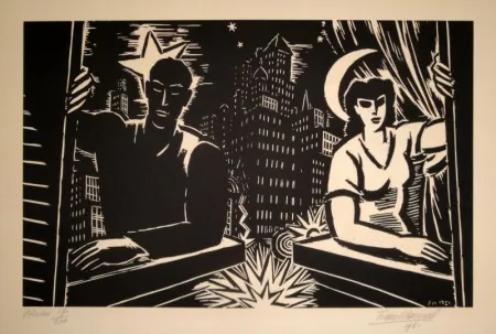 Houtsnede Masereel - Voisins