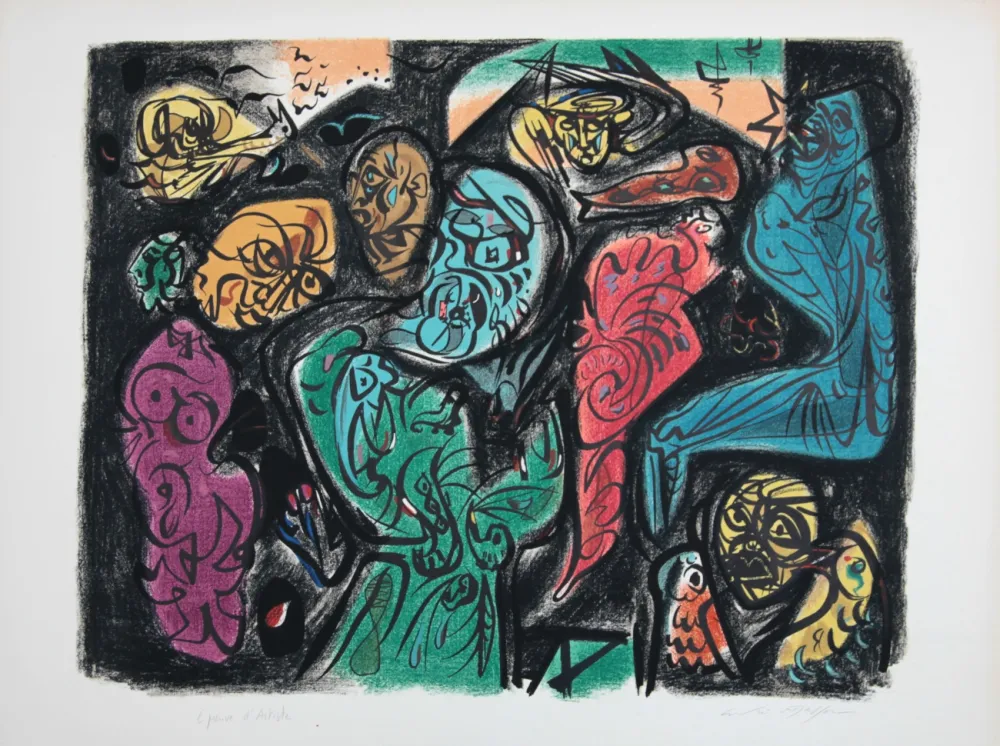 Lithografie Masson - Astres et visages