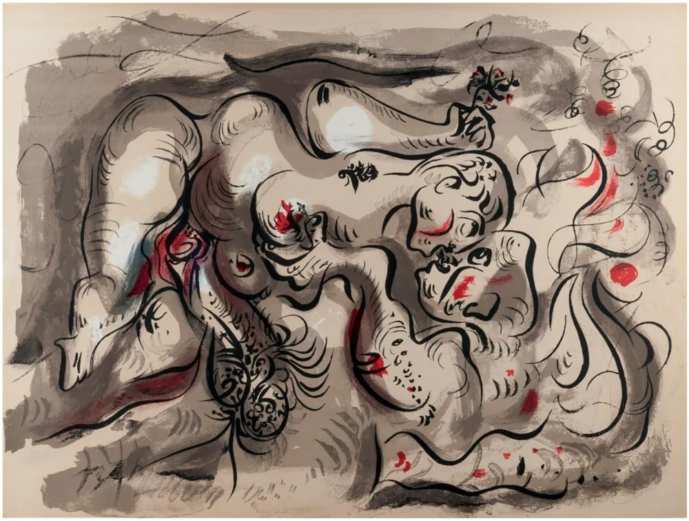 Lithografie Masson - DESSINS ÉROTIQUES (portfolio de 20 lithographies). 1971.