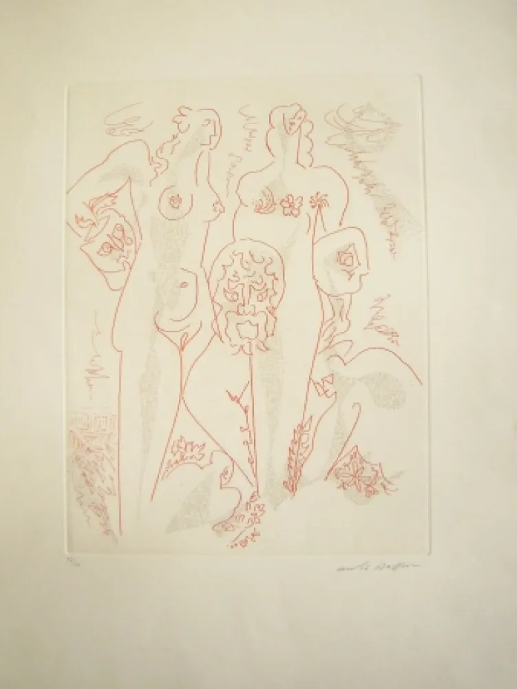 Gravure Masson - Femmes aux masques