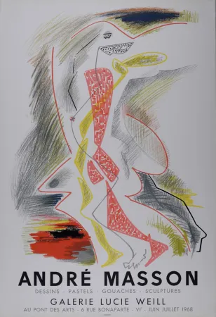Lithografie Masson - Galerie Lucie Weill,  1968