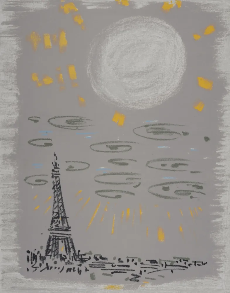 Lithografie Masson - La Tour Eiffel au ciel gris, 1962