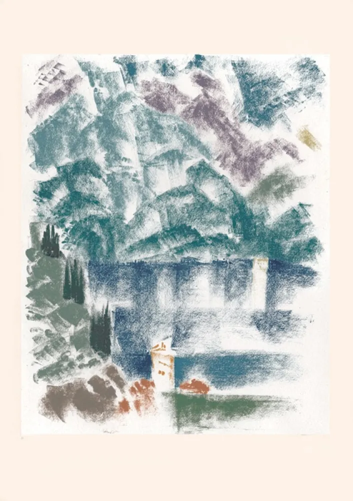 Lithografie Masson - Lac de Côme (Voyage à Venise)