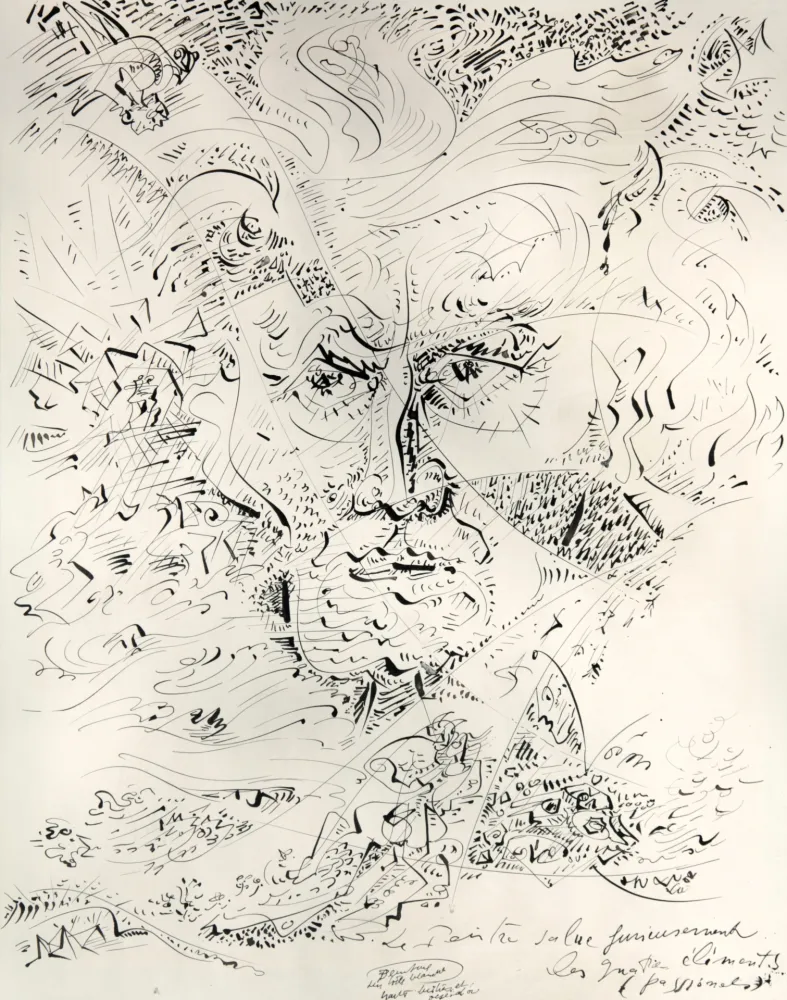 Geen Techniek Masson - Le peintre salue furieusement les quatre éléments passionnels