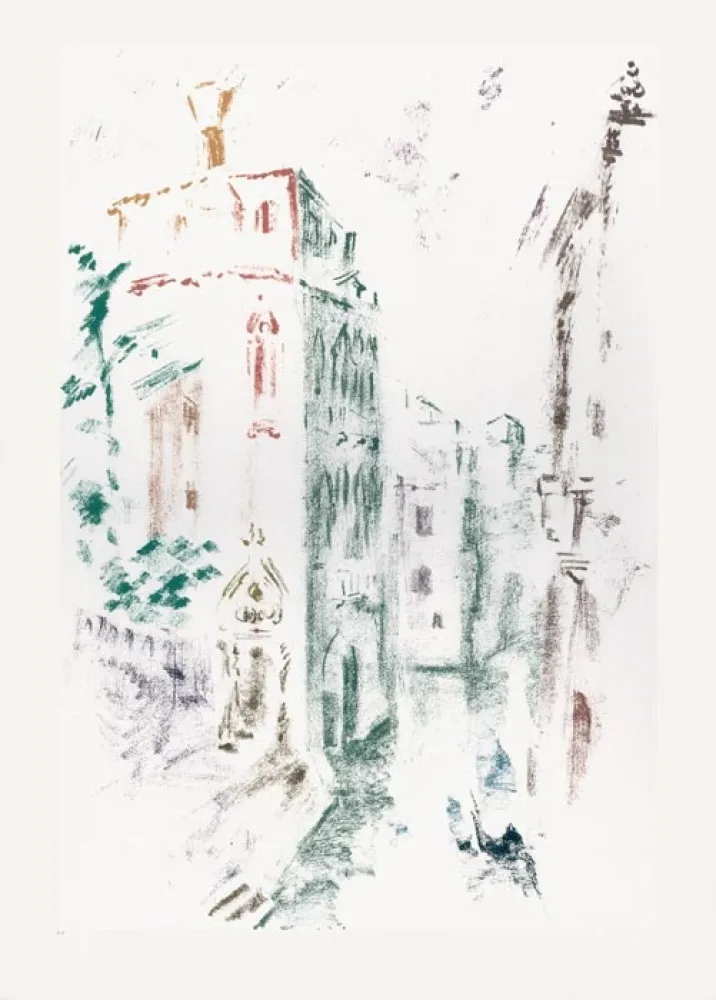 Lithografie Masson - Palais et canal (Voyage à Venise)