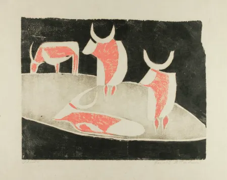 Houtsnede Mataré - Weide (Meadow)