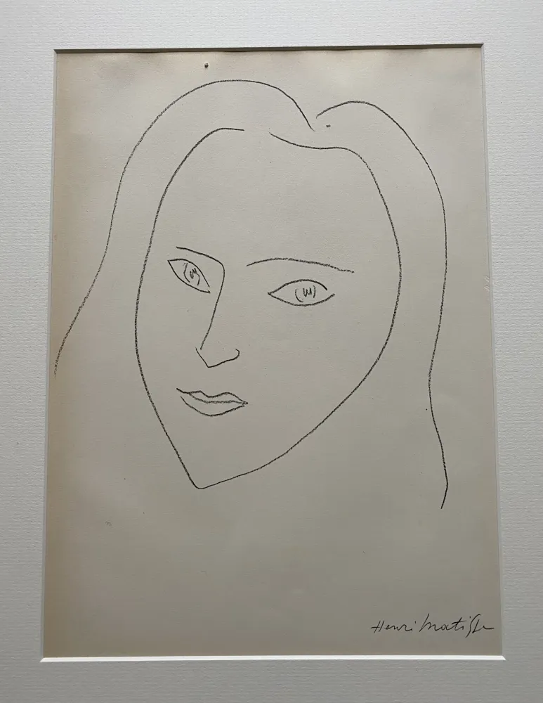 Lithografie Matisse (After) - Facing Woman’s  portrait with long hair 