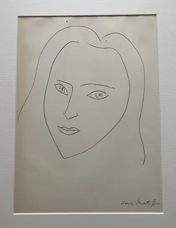 Lithografie Matisse (After) - Facing Woman’s  portrait with long hair 