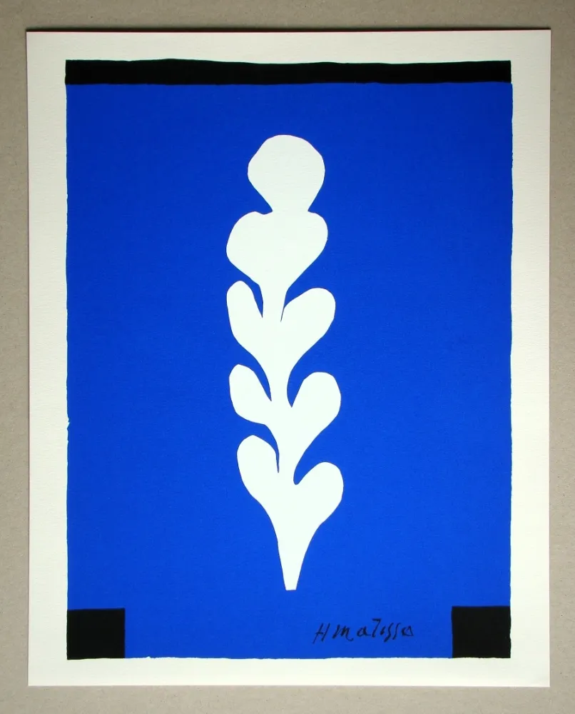 Zeefdruk Matisse (After) - Palme blanche sur fond bleu