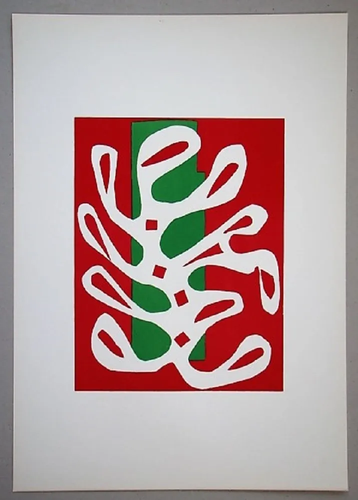 Lithografie Matisse - Algue sur fond rouge et vert