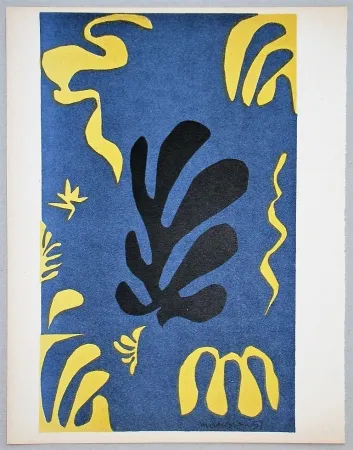 Lithografie Matisse - Composition fond bleu, 1951