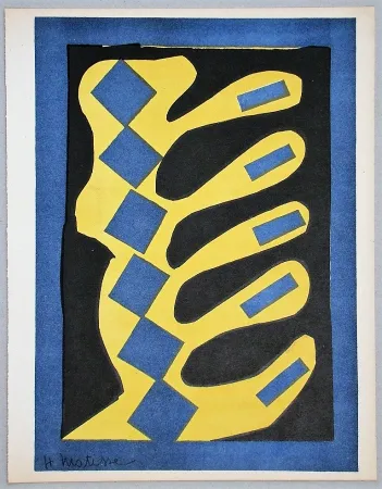 Lithografie Matisse - Composition jaune, bleu et noire, 1947