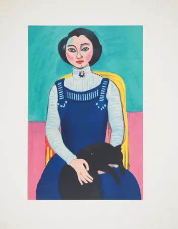 Lithografie Matisse - Jeune femme au chat (Margueritte Matisse)