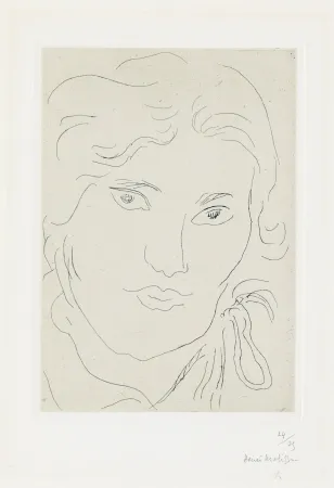 Gravure Matisse - Jeune fille de face, flot de ruban sur l'épaule gauche