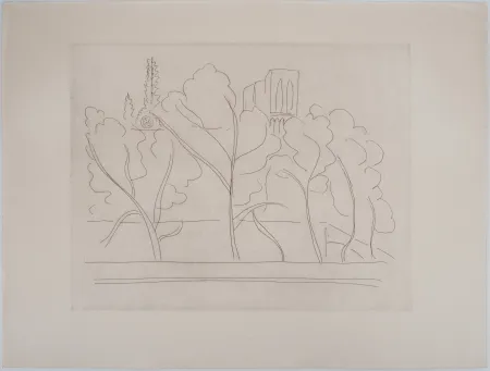 Gravure Matisse - Notre Dame à travers les arbres