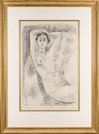 Lithografie Matisse - Nu assis dans un fauteuil au décor fleuri