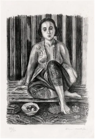 Lithografie Matisse - Odalisque à la coupe de fruits. Lithographie (1925).