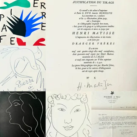 Lithografie Matisse - Signed Book ed. 10/49 with original Lithograph + Woodcut Pierre à feu / Les miroirs profonds