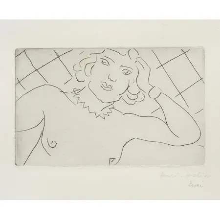 Gravure Matisse - Torse, fond à losanges 