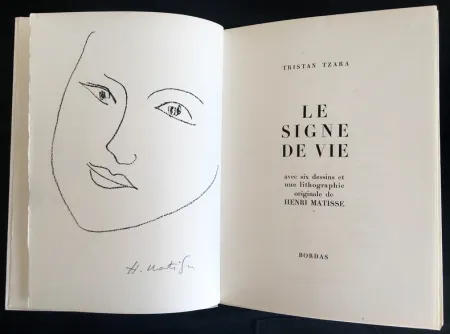 Lithografie Matisse - Tristan Tzara : LE SIGNE DE VIE. Une lithographie originale signée d'Henri Matisse (1946)