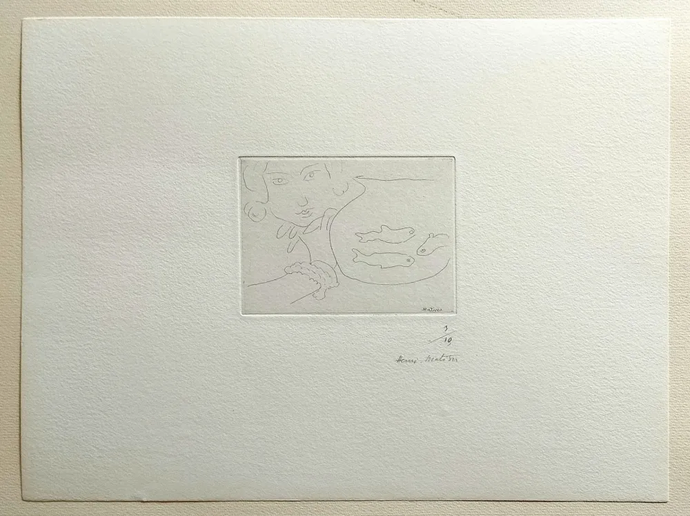Ets Matisse - Visage de jeune femme et bocal aux trois poissons
