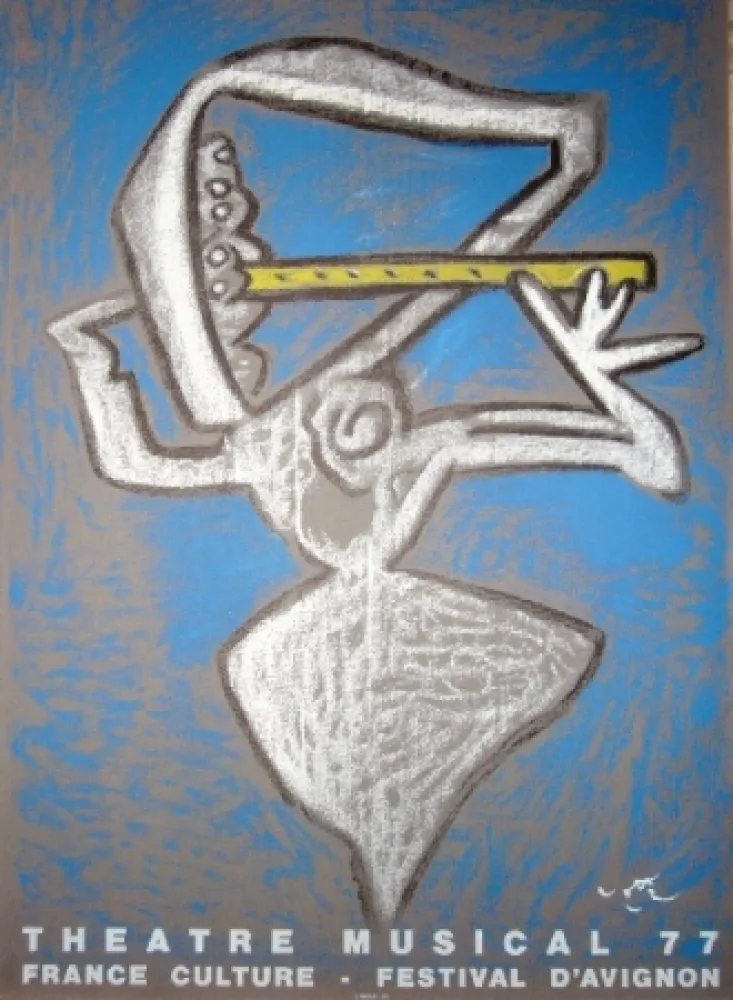 Lithografie Matta - Affiche pour le théâtre municipal musical, France culture, Festival d'Avignon.