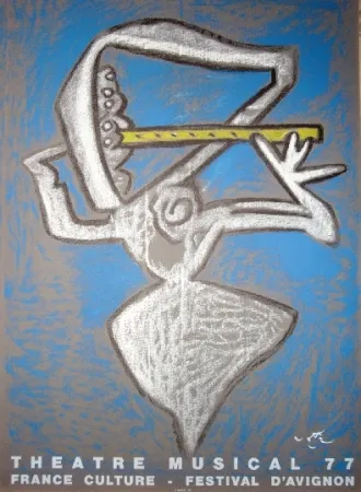 Lithografie Matta - Affiche pour le théâtre municipal musical, France culture, Festival d'Avignon.