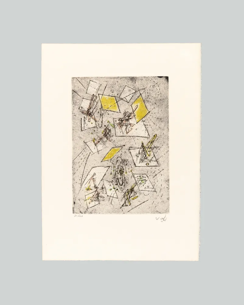 Gravure Matta - Droites libérées