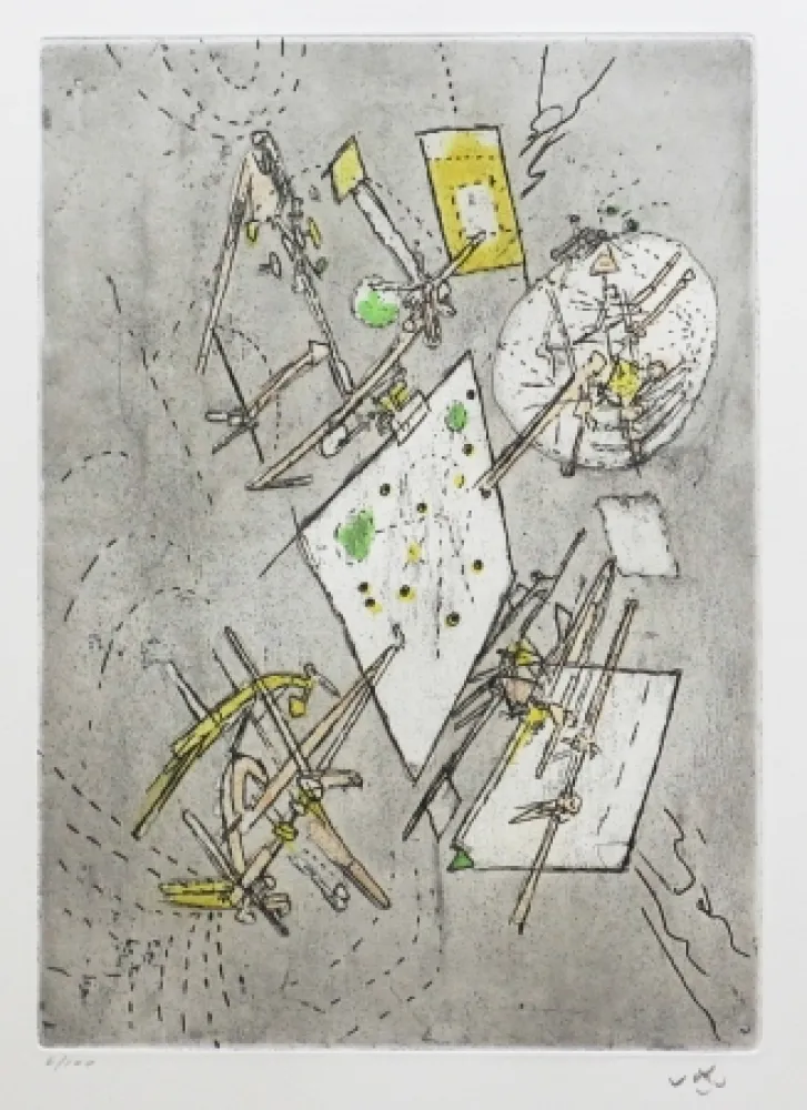 Ets En Aquatint Matta - Droites libérées (Planche 13)