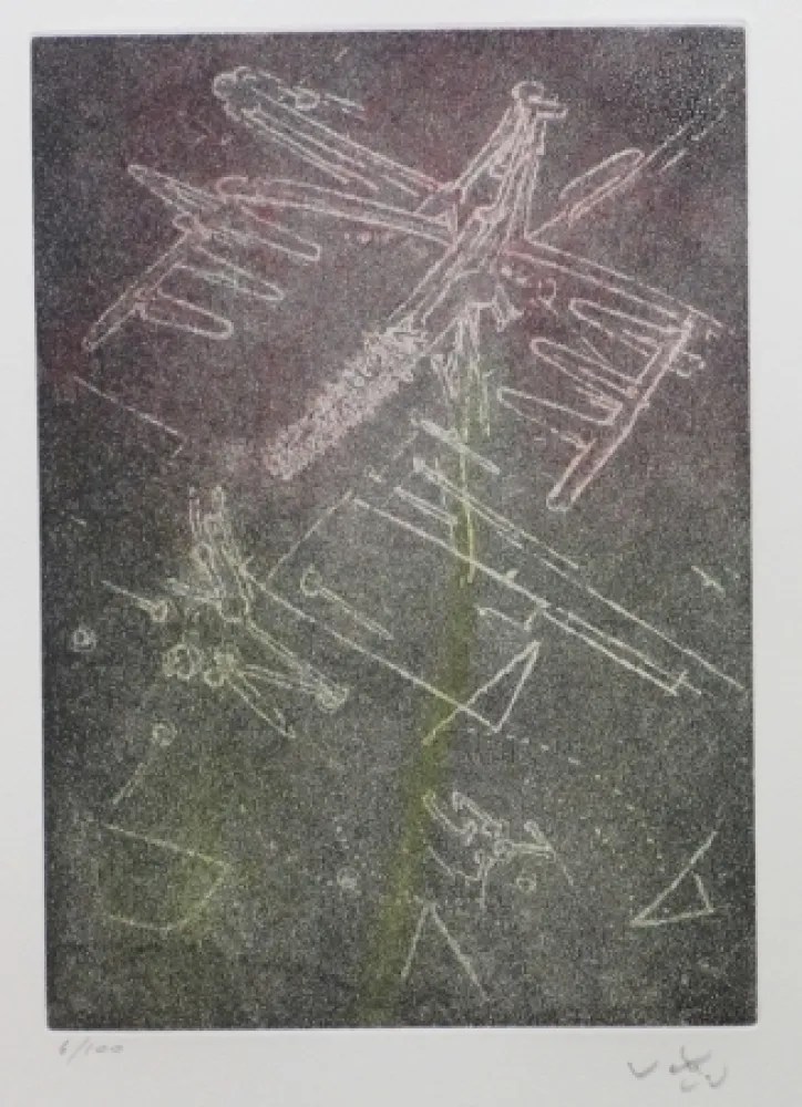 Ets En Aquatint Matta - Droites libérées (planche 8)