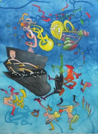 Ets En Aquatint Matta - Jazz Band II