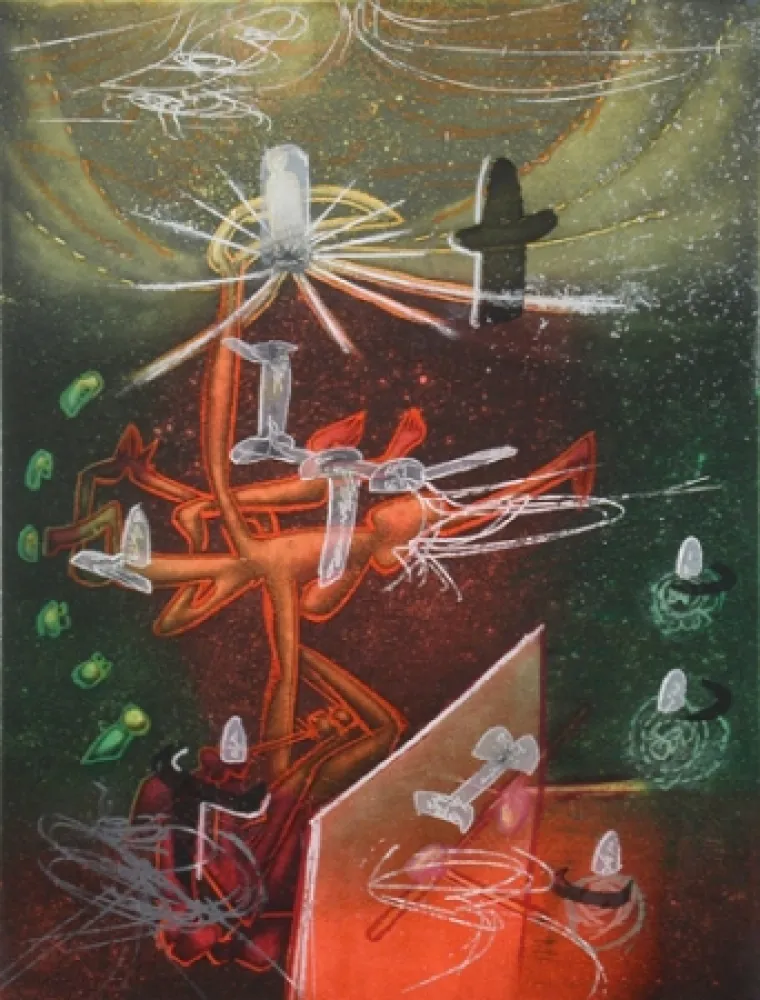 Ets En Aquatint Matta - Je Fixe des Vertiges