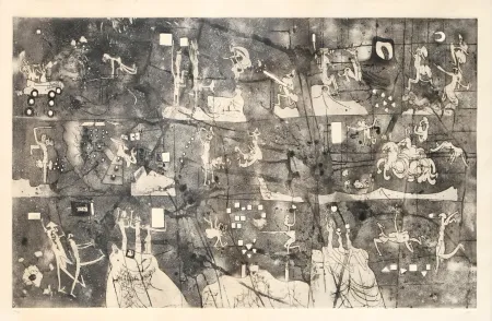 Ets En Aquatint Matta - La Une a L'h Pile (Head to Head)