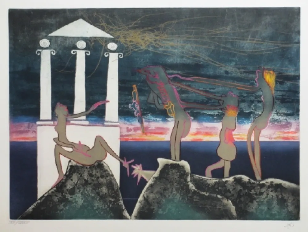 Ets En Aquatint Matta - L'Arc obscur des heures