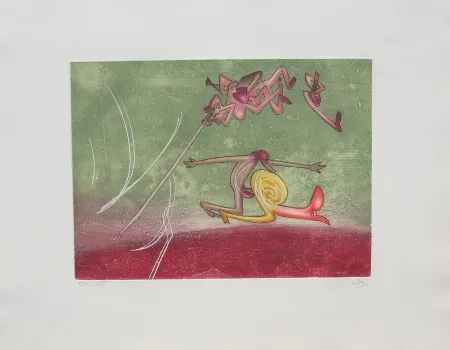 Ets En Aquatint Matta - Le sot à la perche