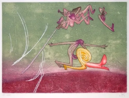 Ets En Aquatint Matta - Le sot à la perche